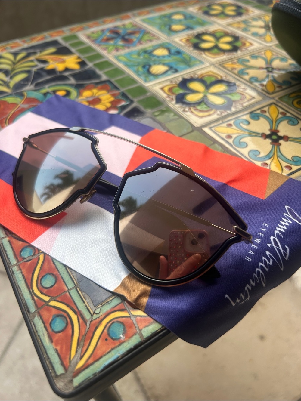 Men's Black Frame Sunglasses with Brown Gradient Lenses by Anne Valentin